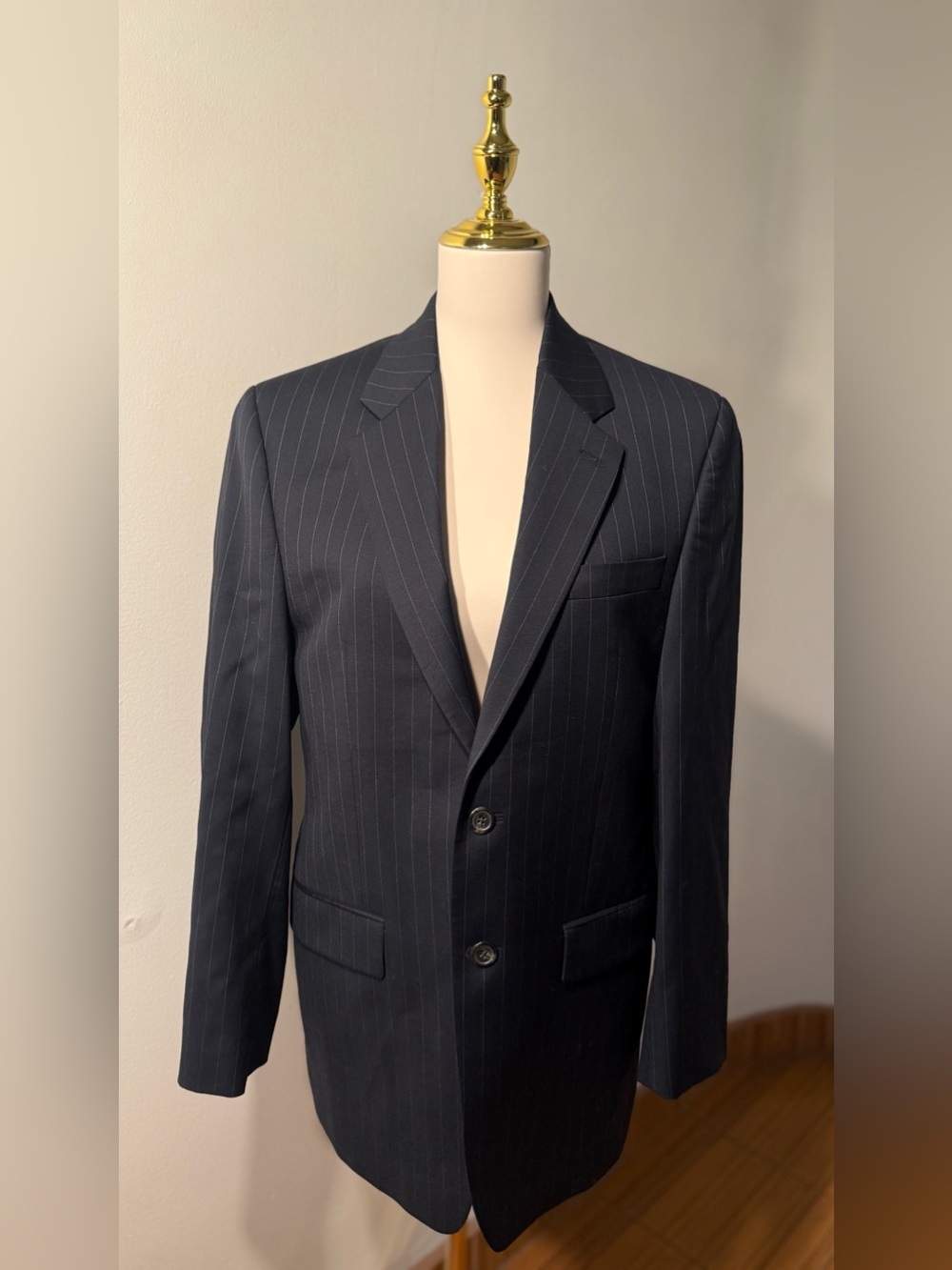 Vintage Lauren Ralph Lauren Navy Pinstripe Wool Blazer 36R Made in Canada Men
